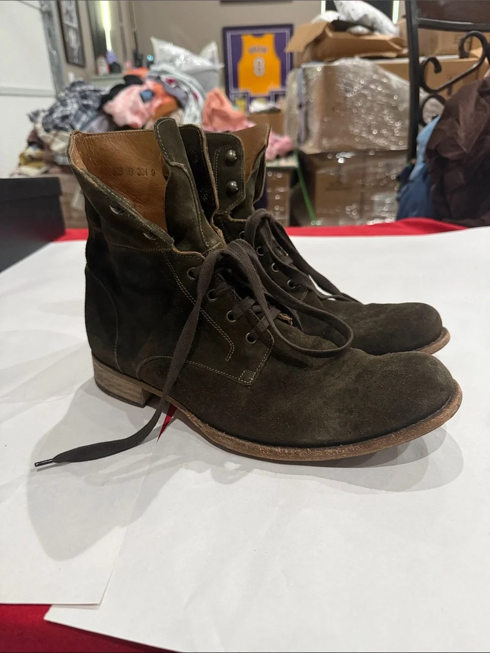 John Varvatos Olive Suede Chukka Lace-Up Boots